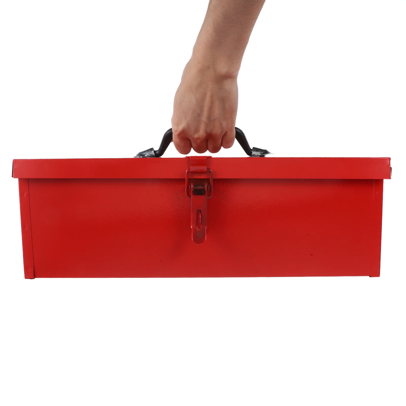 Red Metal Toolbox Thickened Iron Sheet Portable Shock Resistant Large Capacity Tool Storage Box Household Container