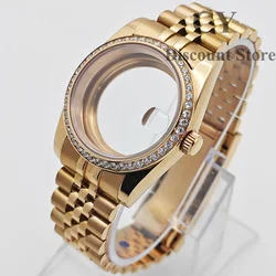 NH35 Watch Case 36mm/39mm Diamond RoseGold Stainless Steel Sapphire Glass Fit NH35 NH36 ETA2824 PT5000 ETA2836 Miyota82 Movement