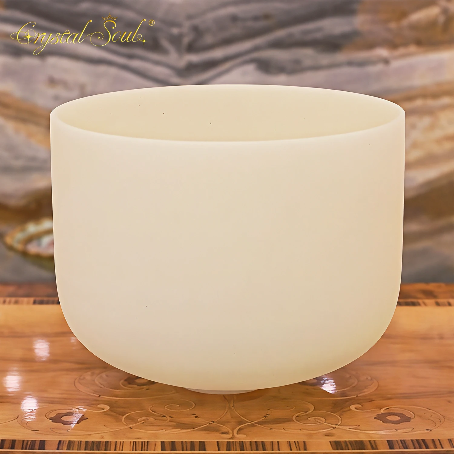 YUNQIQINGYIN CrystalSoul 432Hz Raw Ore Yellow Frosted Alchemy Clear Quartz Crystal Singing Bowl, Sound Healing Instrument for Yoga Meditation Chakra Balancing & Sound Bath Therapy