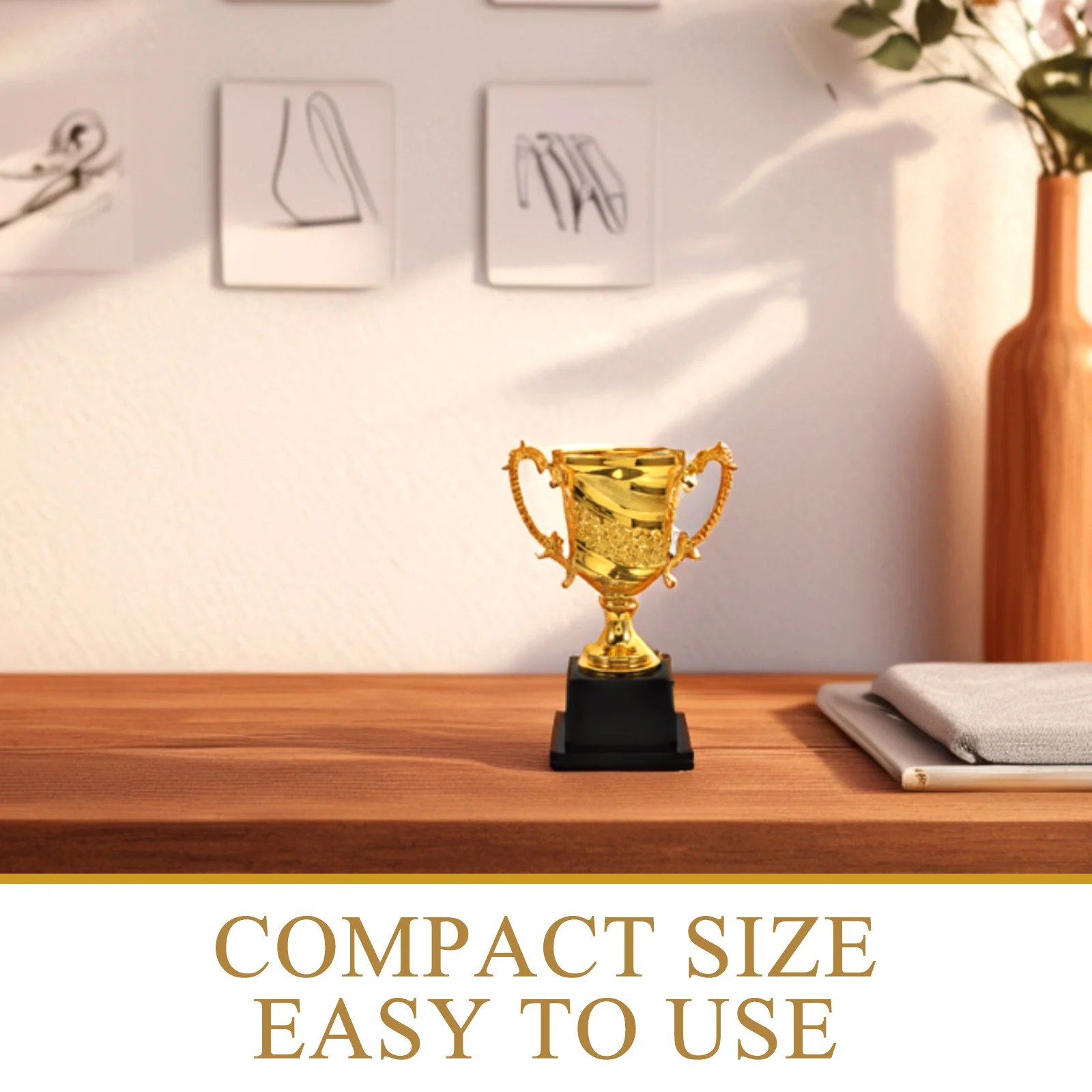 

Creative Shaped Small Plastic Trophy Cup Gold Finish Award Trophy for Ceremony Party Competition Celebration Decor
