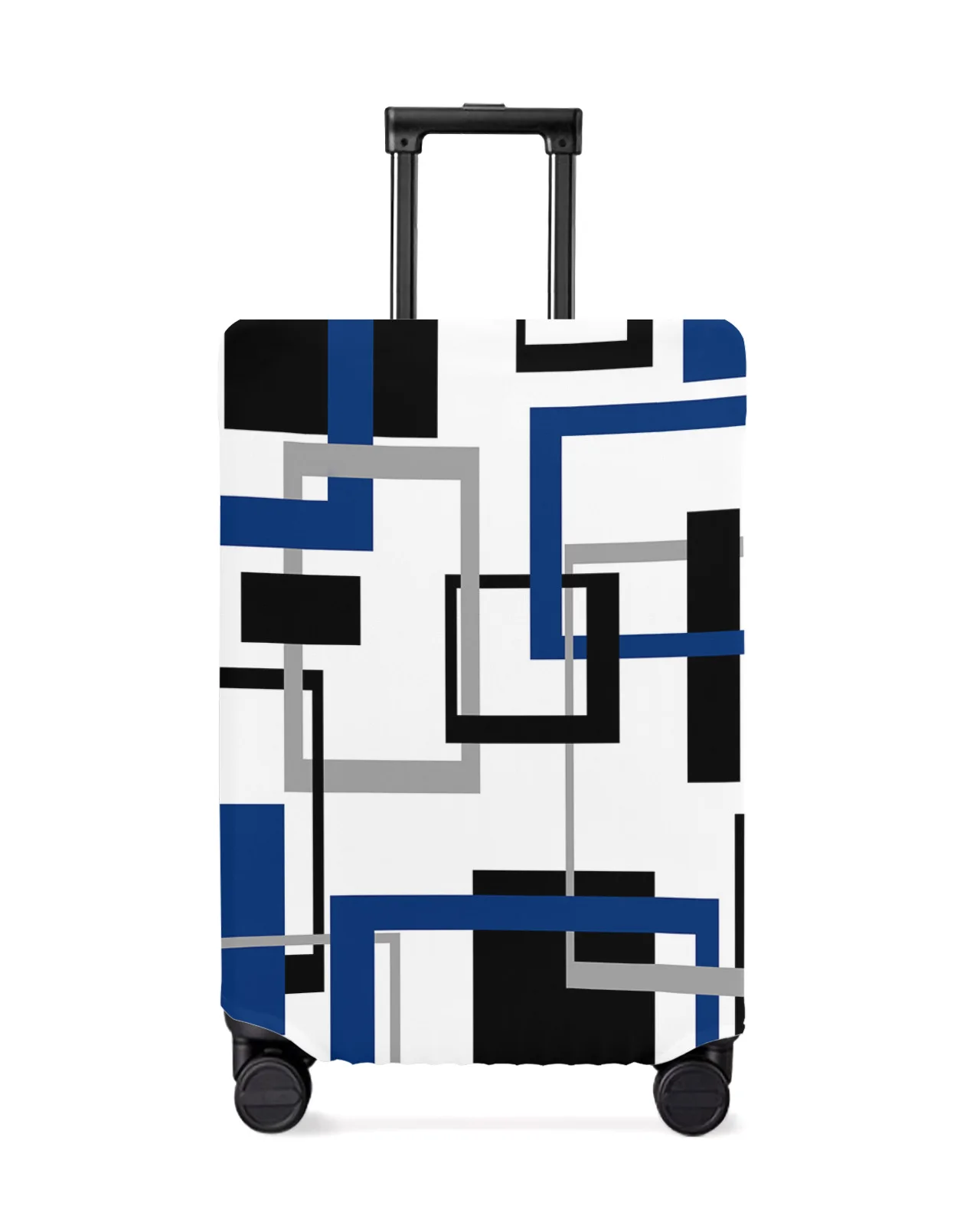 

Abstract Geometry Square Modern Art Black Blue Luggage Cover Stretch Baggage Dust Cover for 18-32 Inch Travel Suitcase Case