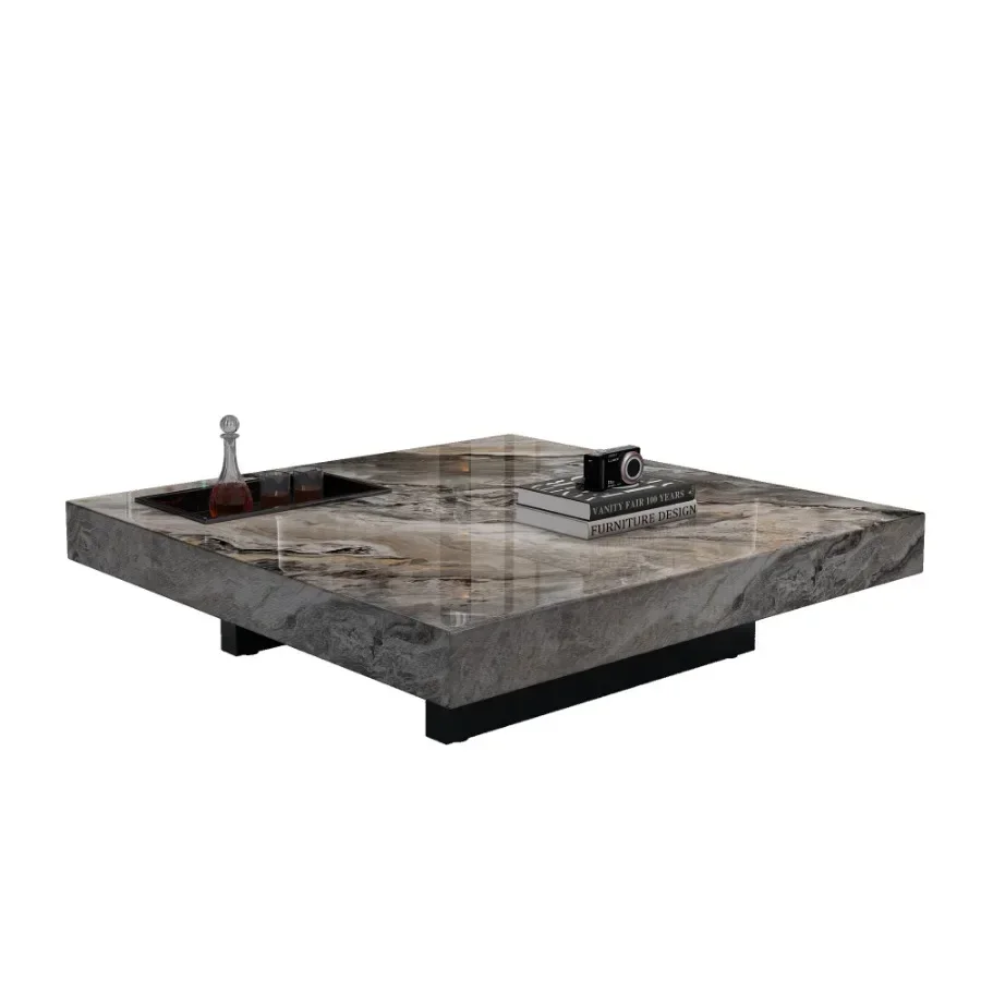 Marble Top Coffee Table Living Room Luxury Stone Rectangular Coffee Table Modern Topper Italian Table Basse Home FurnitureXS