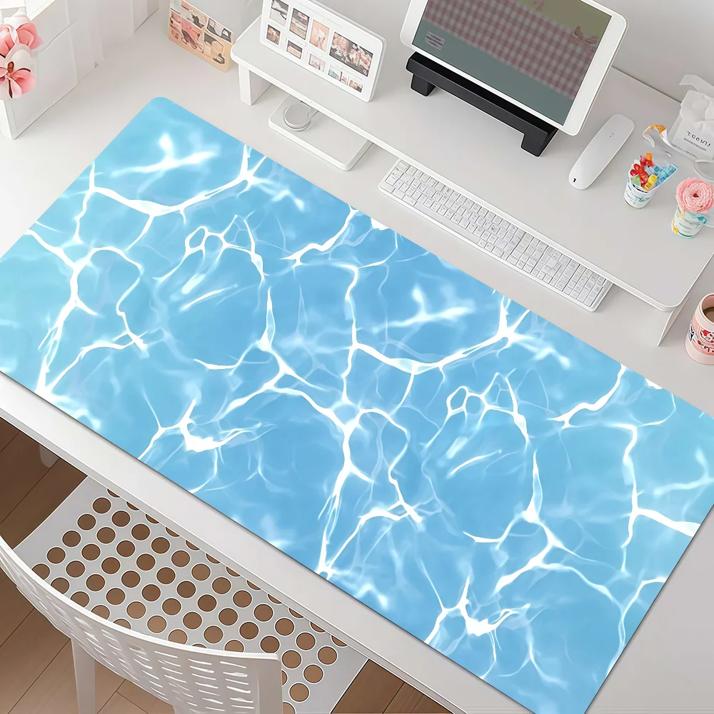 Blue Wave Pattern Mouse Pad Anti Slip Rubber Edge Locked Thickened Laptop Gaming Desk Mat
