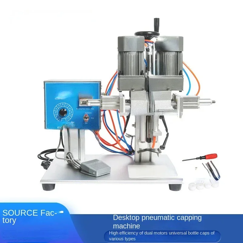 Semi-Automatic Cap Screwing Machine Pneumatic 4 Wheel Melting Cover Machine Spray Bottle Duckbilled Bottle Cap Lock Cover