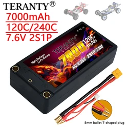 Upgradedl TERANTY 2S RC Lipo Battery 7.6V 7000mAh 120C Compatible With 1/10 Drift Car Remote Control Car Hard Shell Battery