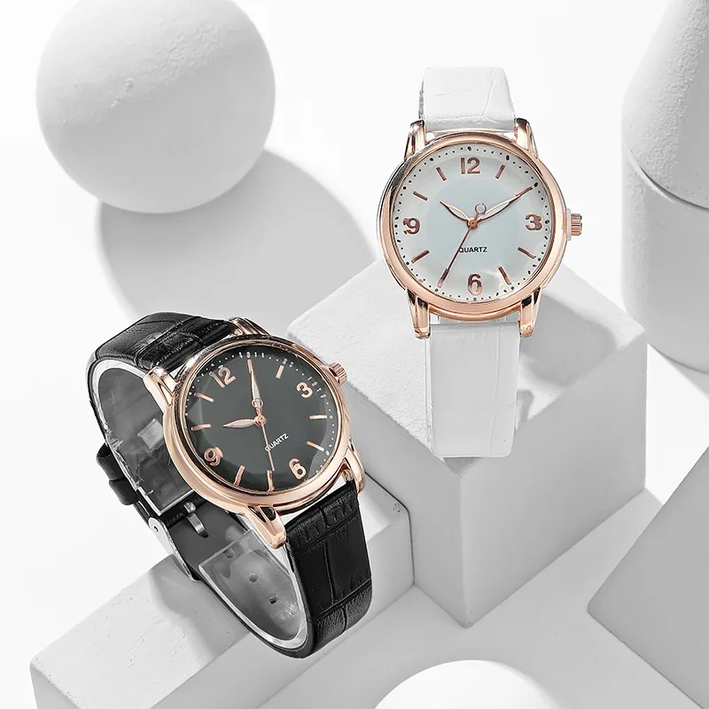 Women's Quartz Watch Creative Design Dial Leather Strap Watch High End Feel Student Ladies Watch Suitable For Daily Wear School