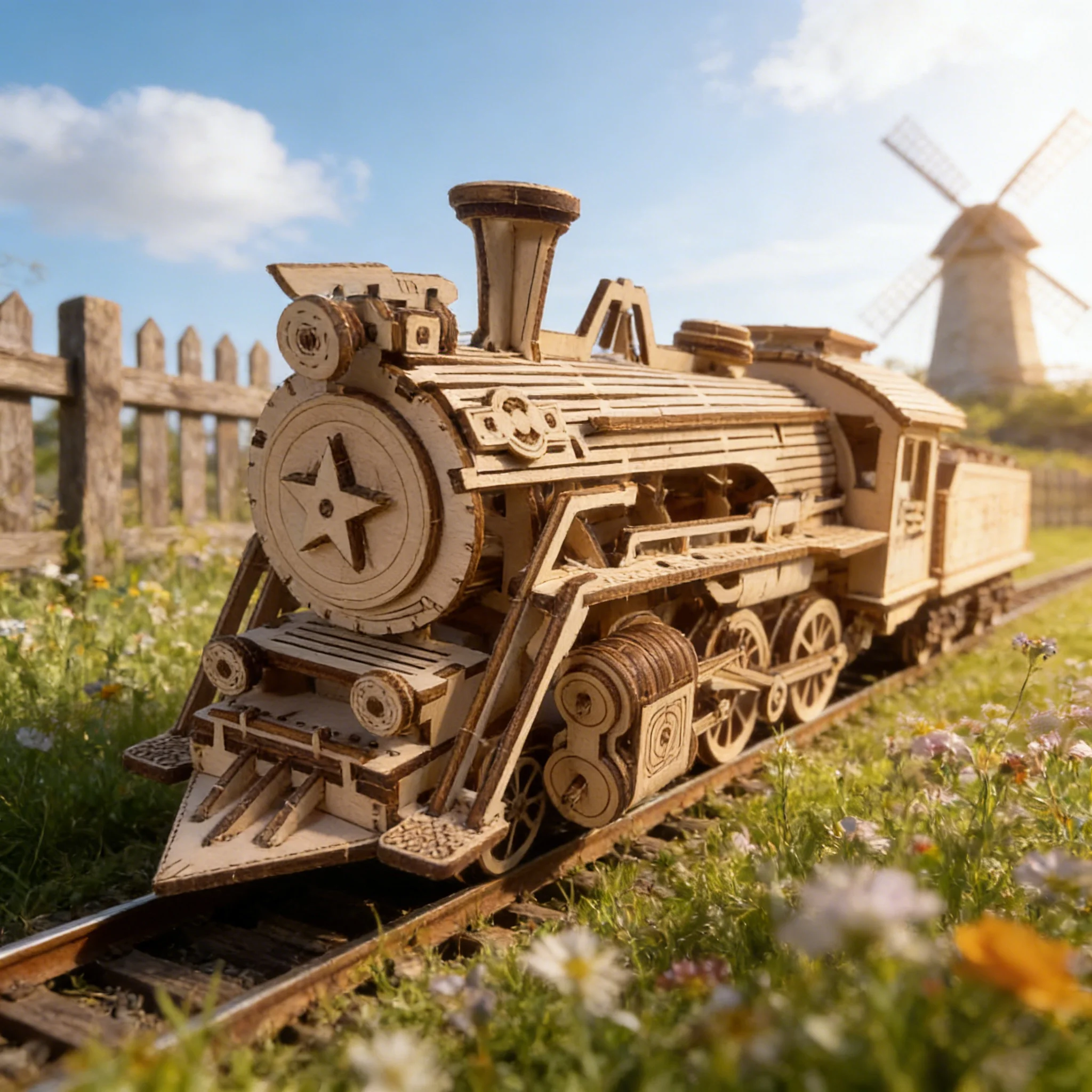 Wooden Train Puzzle DIY Wooden 3D Train Assembly Educational Birthday Gift Christmas Gift