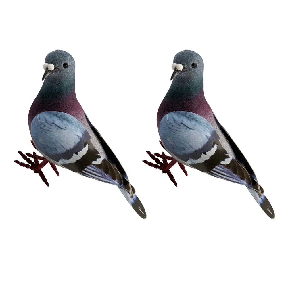 2 Pcs Miniature Ornament Micro Landscape Laundry Detergent Foam Pigeon Dove Figurine Bird Statues Garden Ornaments