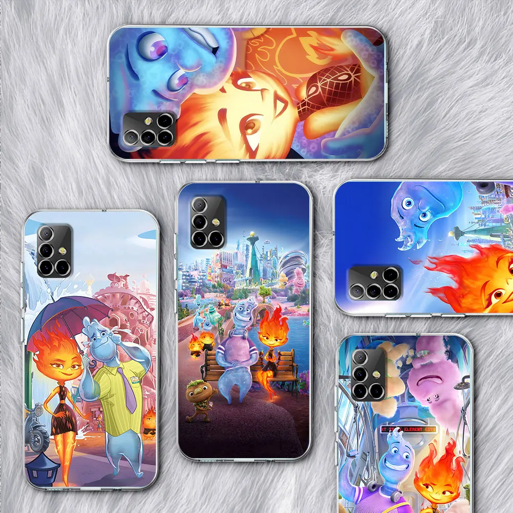 Cartoon Disney Elemental Case for Samsung Galaxy A54 A12 A13 A14 A53 A34 A51 A21s A32 A52 A71 A31 A33 A24 Clear TPU Phone Cover