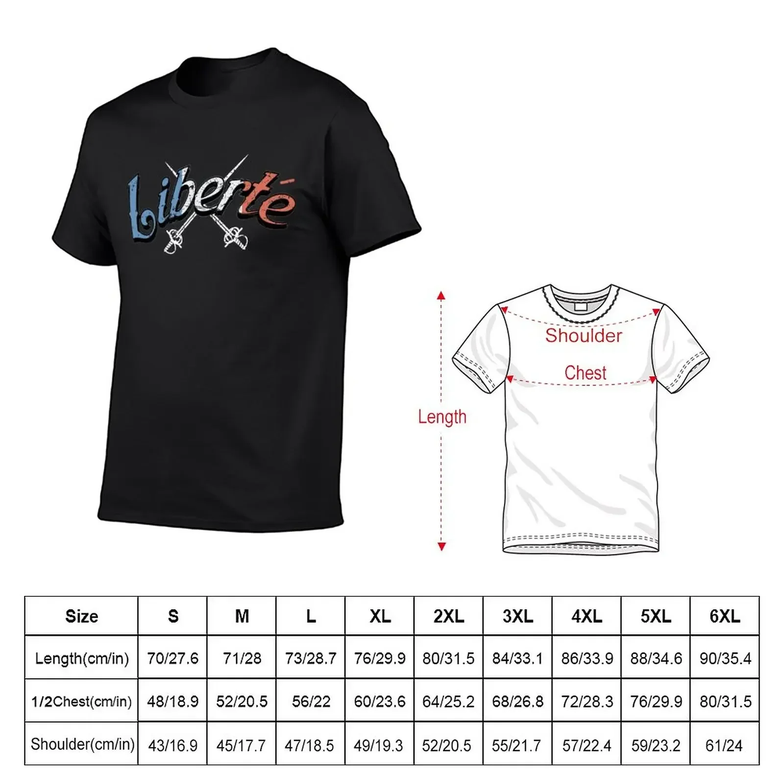 Liberte French Flag Colors Crossed Swords T-Shirt anime customizeds mens big and tall t shirts