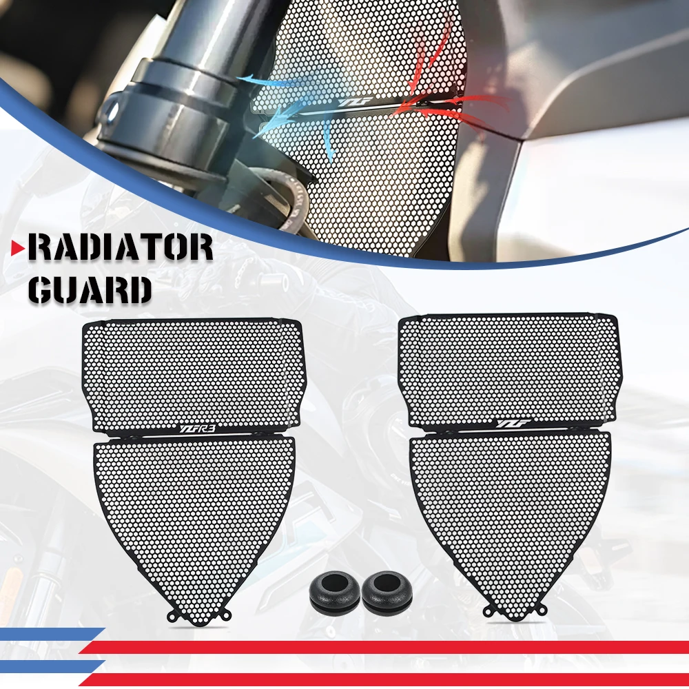 YZF R3 For Yamaha YZF-R3 Radiator Guard and Header Guard Set 2015-2024 2023 2022 Motorcycle Radiator Grill Guard Cover Protector