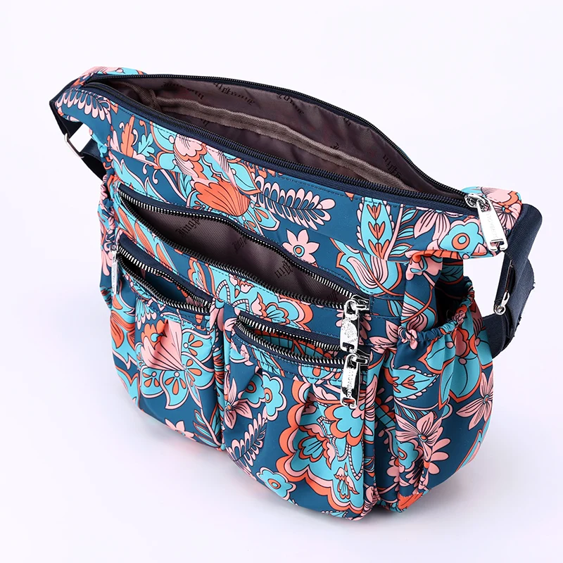 Bolsa de ombro crossbody de pano pastoral para mulheres, bolsa de nylon impermeável, compras diárias, casual senhoras