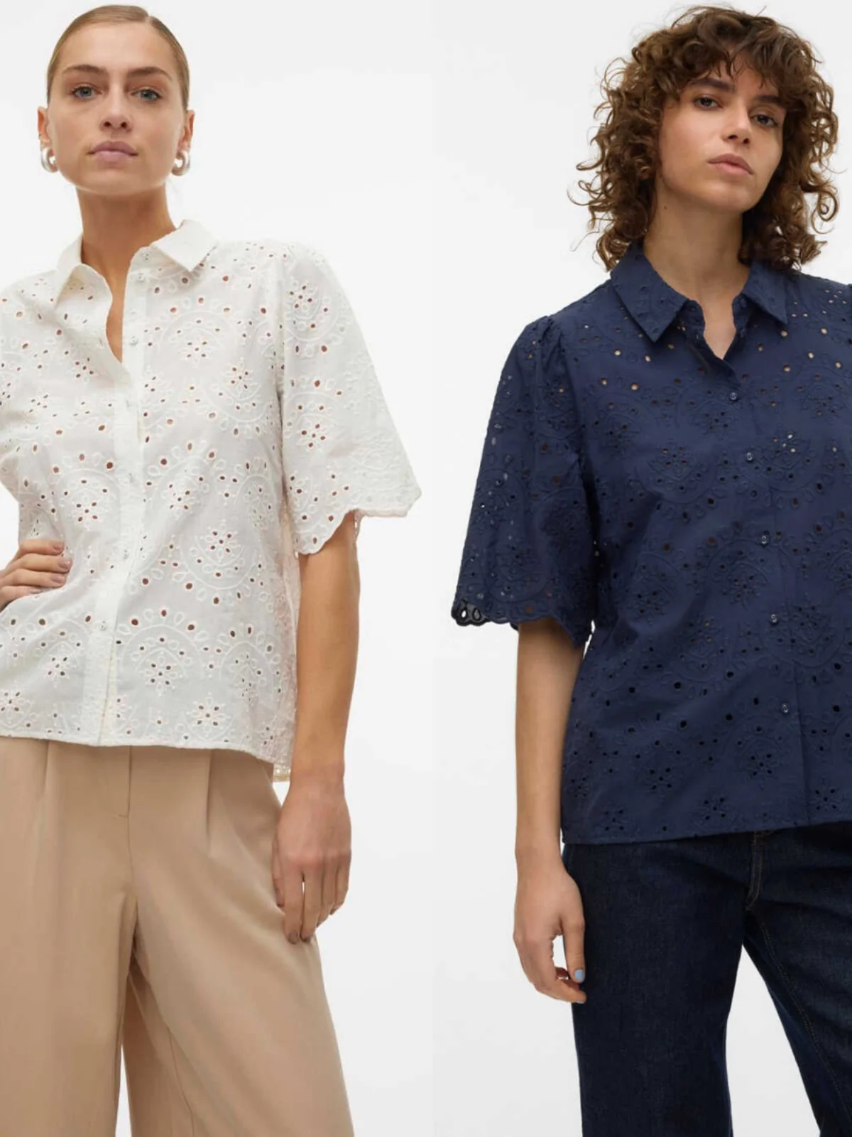 

Heavyweight Cotton Lace Casual Shirt Women's plus Size Summer Cool Embroidered Hollow out Design Straight Cut Bubble Sleeve