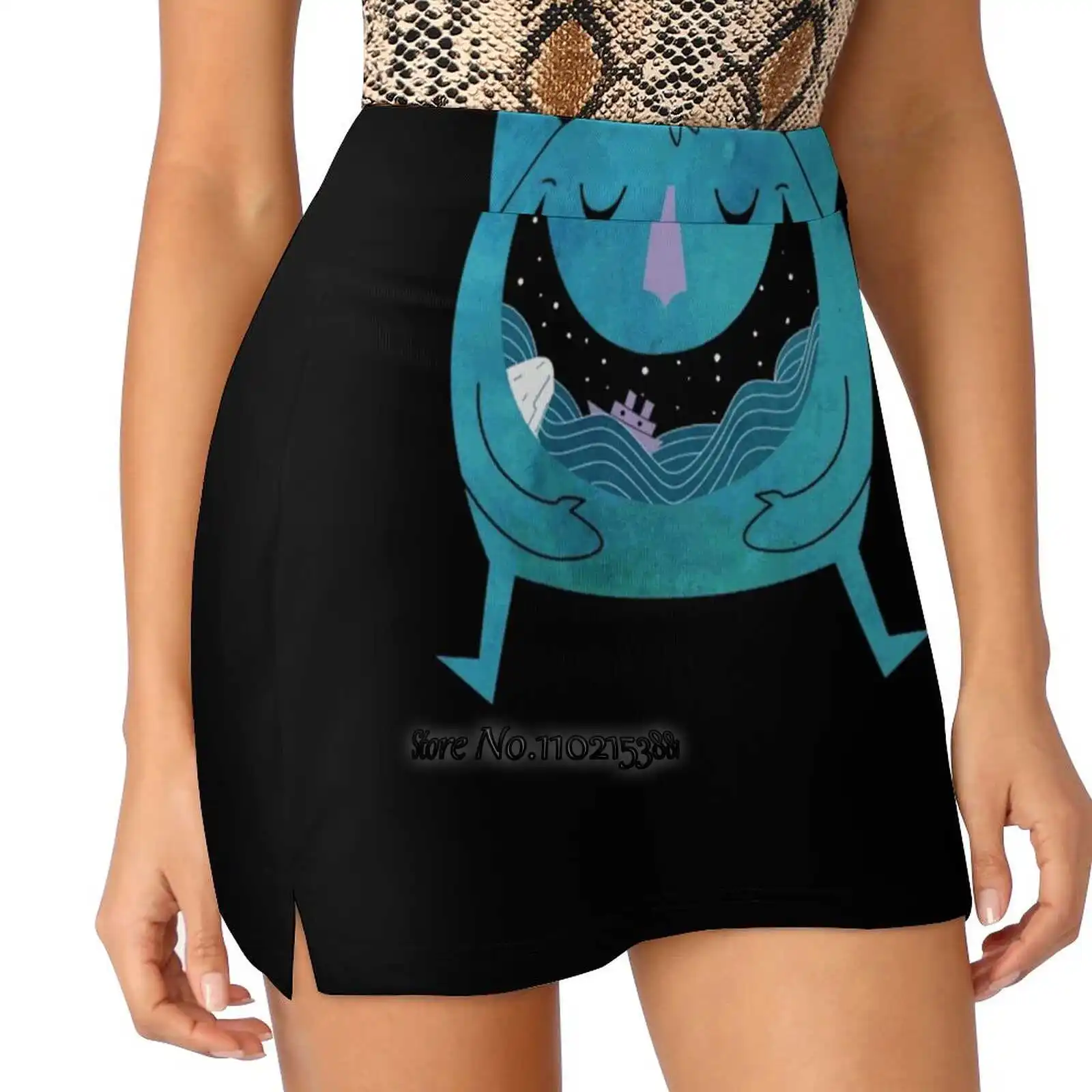 

Swallowed By The Sea Fake Two-Piece Hakama Skirt Women Pencil Skirts Workout Sports Mini Skirt Zinodaur Monster Ship Titanic