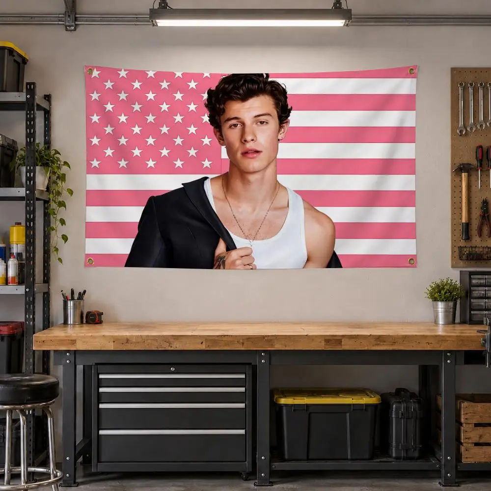 Singer Shawn Mendes Pop Flags Personalized Banner Flag Room Dorm Camping Picnic Garage Bar Outdoor Wall Decor