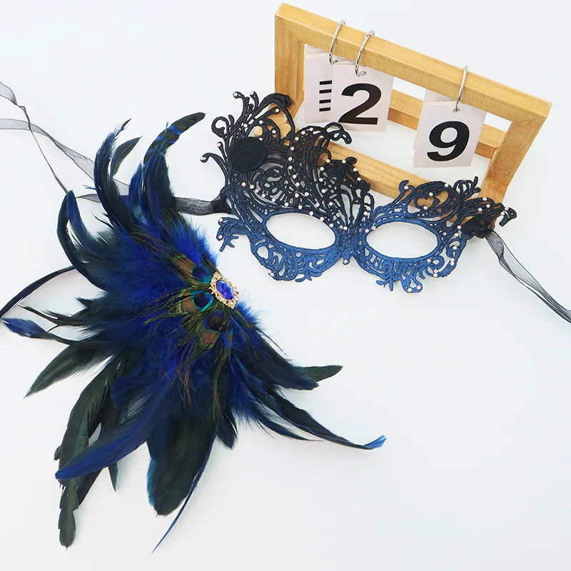 Kleurverloop Veer Venetië Carnaval Kant Half Gezichtsmasker Sexy Oogmasker Halloween Maskerade Prestaties Partij Cosplay Props