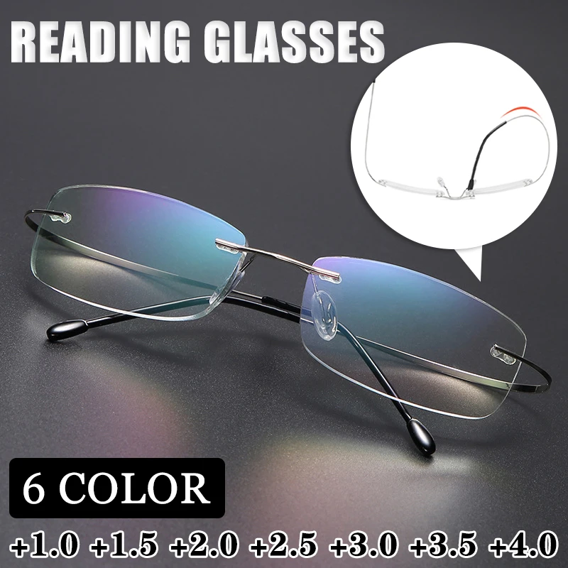 

Presbyopic Glasses Ultra Light Frameless Glasses Titanium Alloy Mirror Leg Men Women Universal Prescription Glasses +1.0 To +3.5