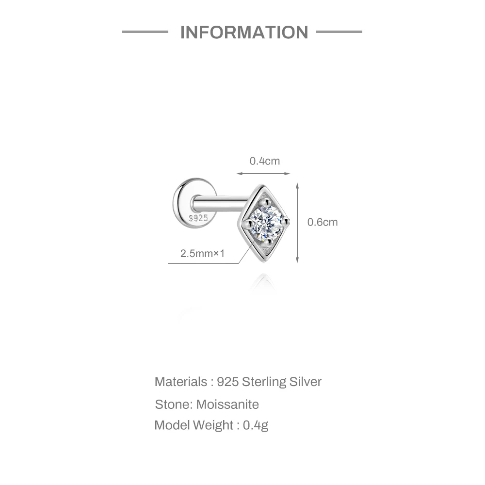 ROXI Moissanit 925 Sterling Silber Geometrischer Quasten-Ohrstecker für Damen, flacher Rücken, Helix-Blumenanhänger, edler Schmuck – Detail 19