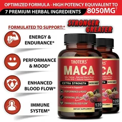 Maca Root Extra Strength 8050 Mg Supports Energy, Endurance and Athletic Performance, Non-GMO and Vegan