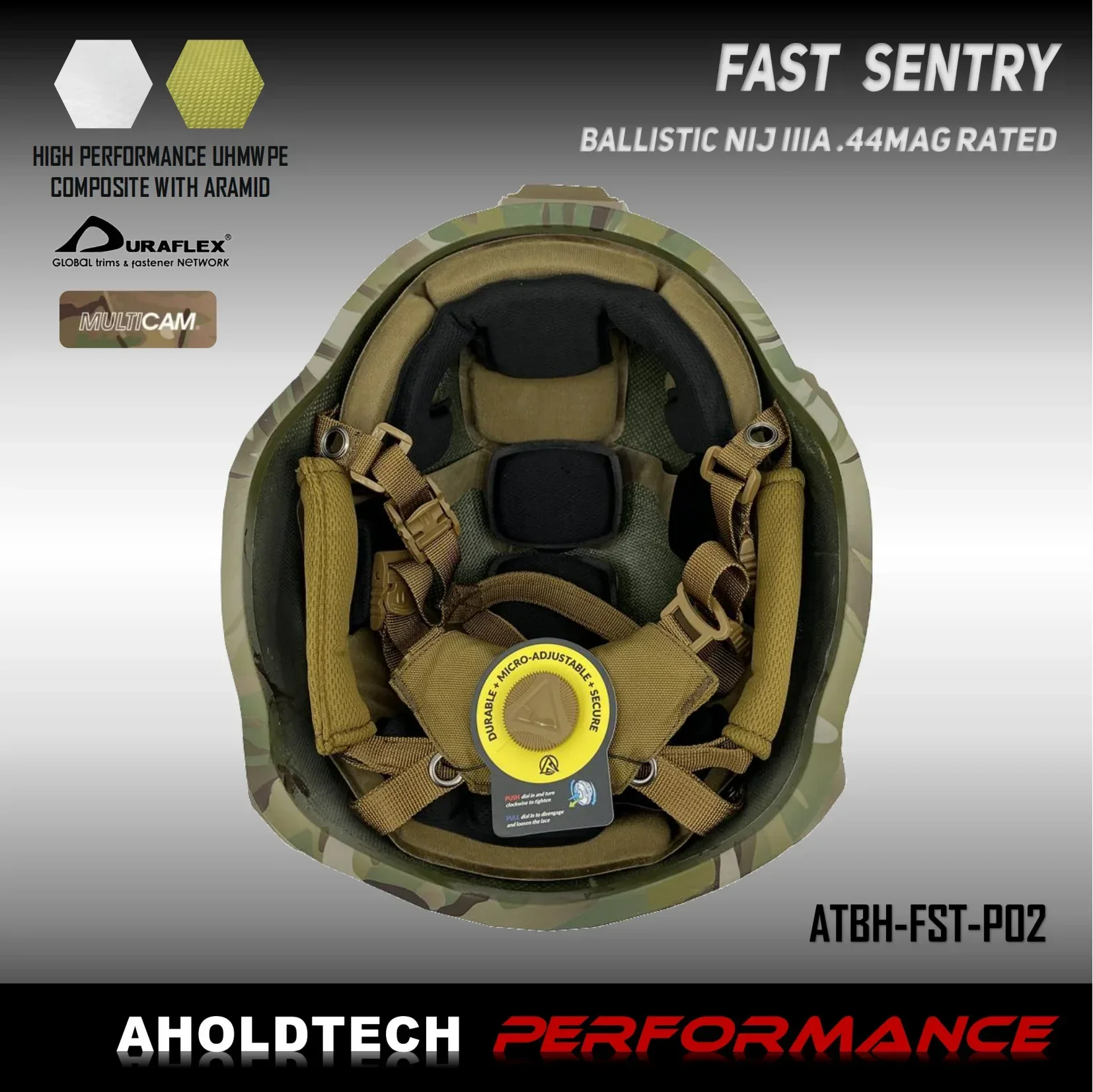 Aholdtech Bulletproof Helmet Tactical Performance FAST SENTRY Mid Cut Aramid+PE Ballistic NIJ 3AIIIA CAM FIT BOA Dial EPIC Liner