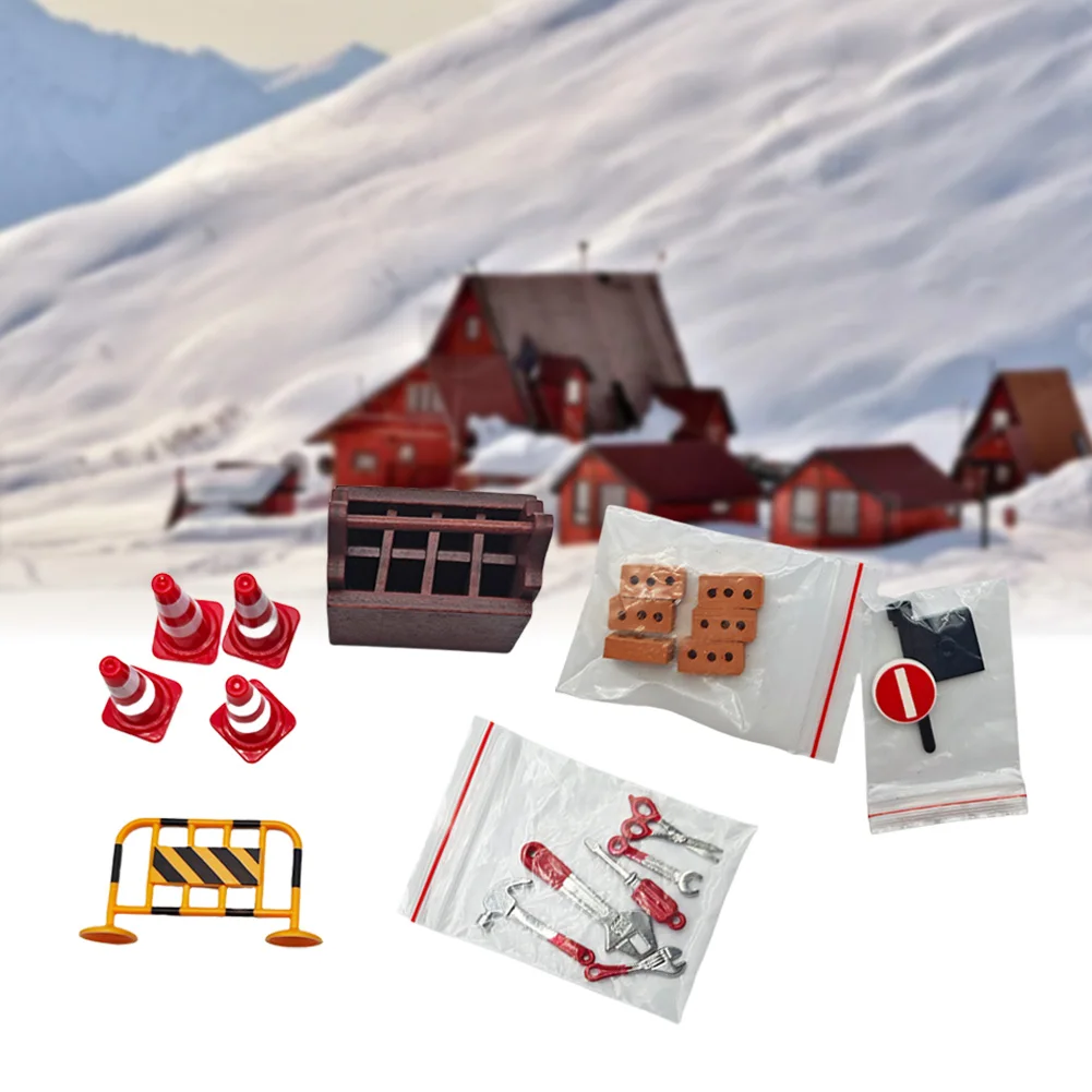 20 Pieces Miniature Gnome Construction Site Set DIY Gnome Construction Site Miniature Roadblocks Toys Christmas Decoration