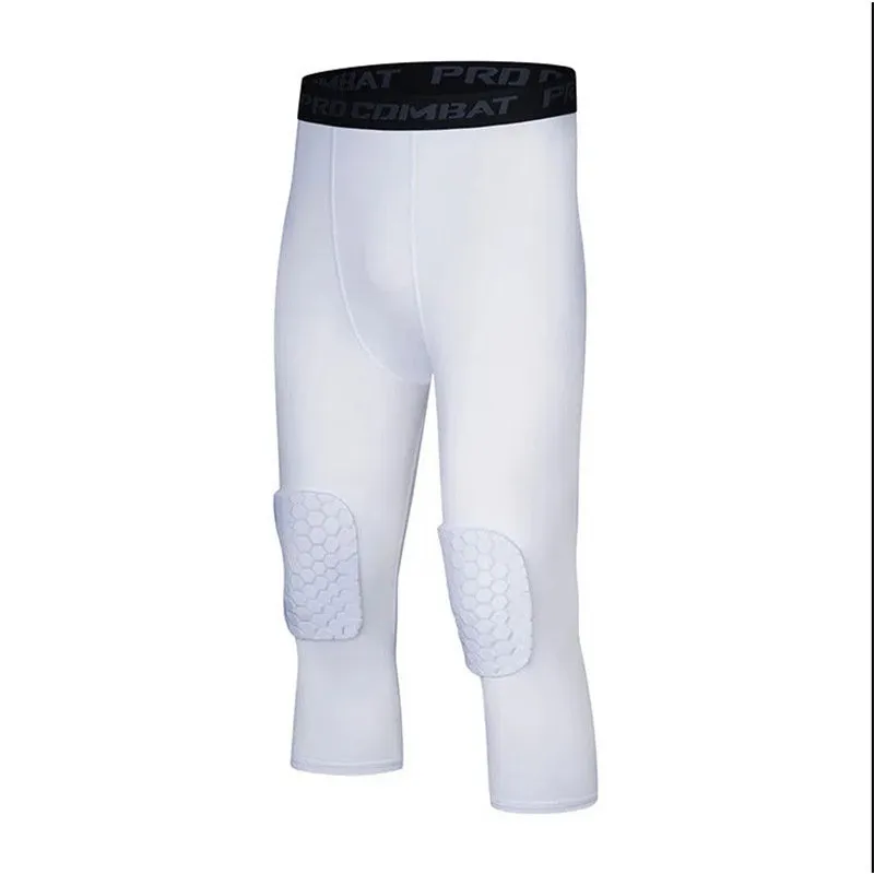 Men Kid Boy Girl GYM Capri Running Tight Pants Basketball Football Soccer Exercise Sport 3/4 Cropped Kneelet Leggings Shorts 18