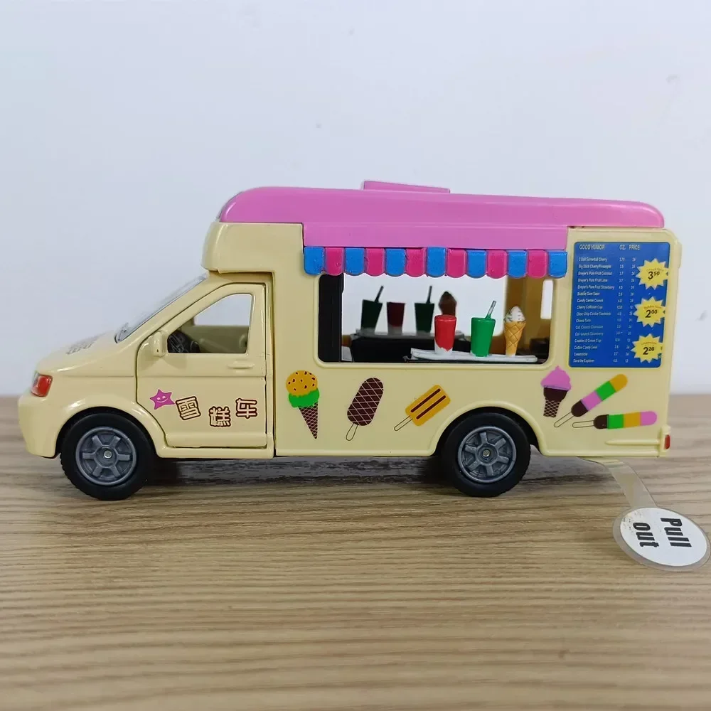 Camion de Glace de Simulation VIP 1:32, Camion de Nourriture, Voiture de Magasin, Modèle en Alliage, Son et Lumière, Véhicule à Tirer, Cadeau pour Enfant et Bébé