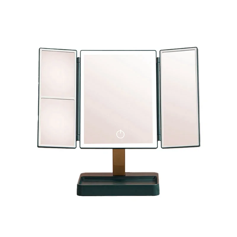 AA20-Vanity Espelho 3X Ampliação Cosmética 3 Espelhos de Maquiagem Dobráveis 270 Rotação Stepless Dimmer Espelhos de Mesa de Beleza