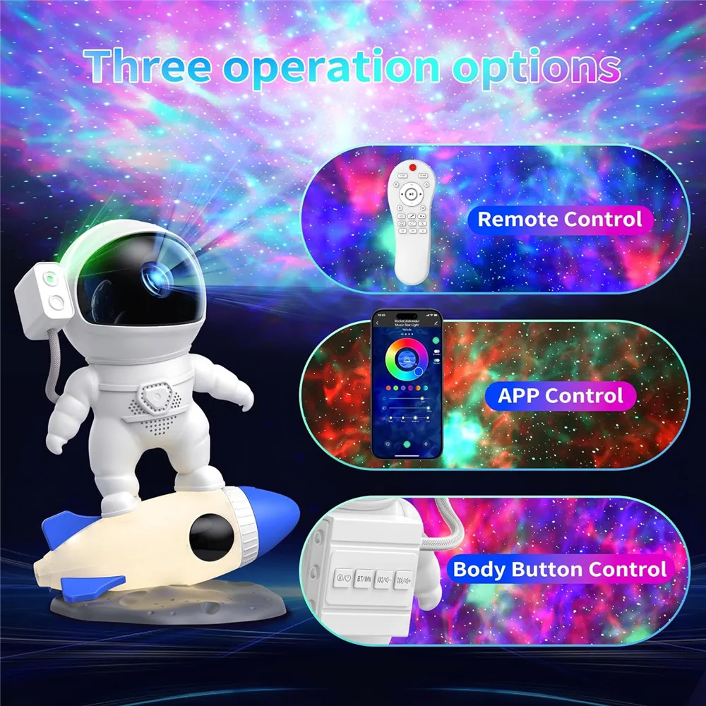 12 Starry Sky Astronaut Projection Lights Rocket Astronaut Galaxy Projection Night Lights Atmosphere Lights Children\'s Bedroom P