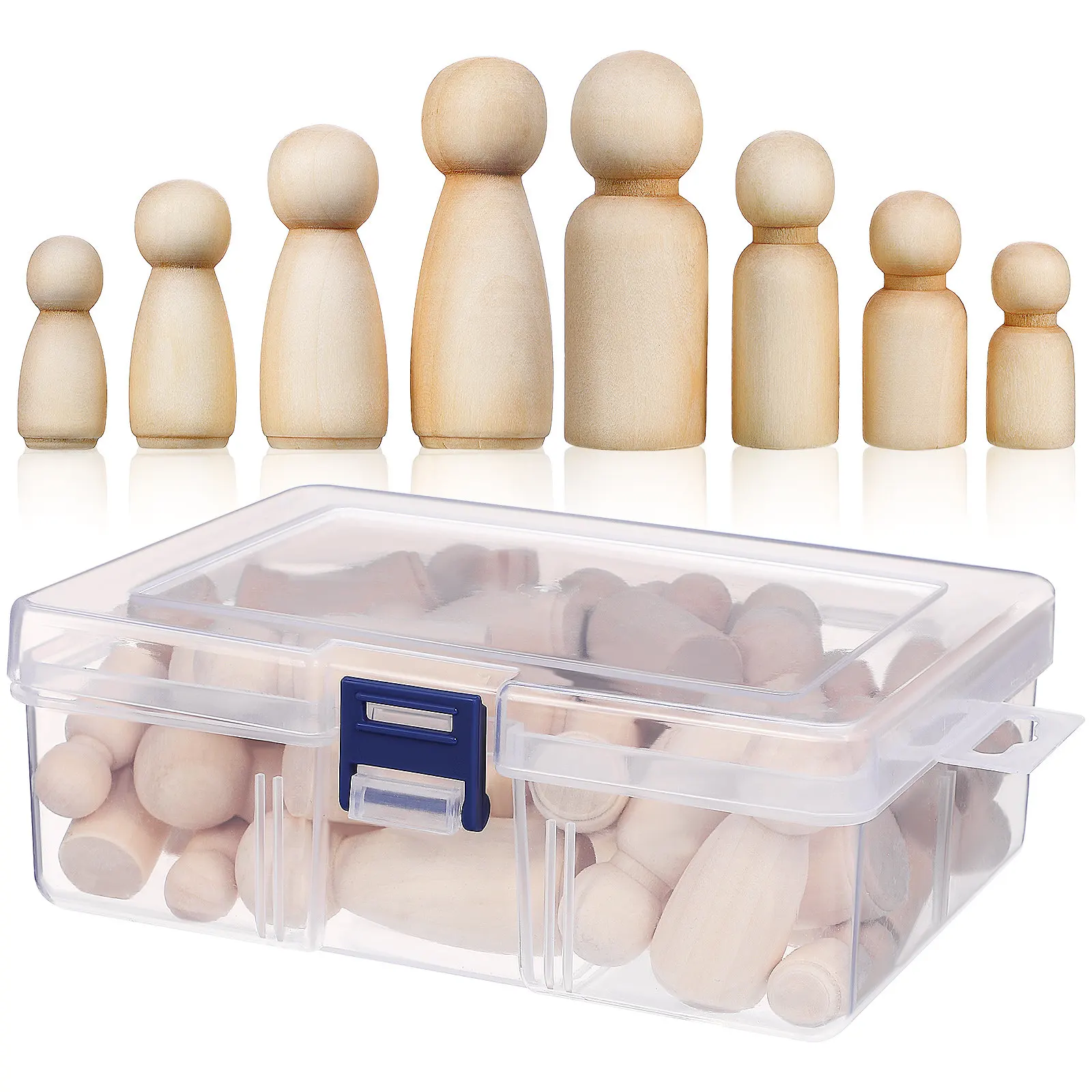 50Pcs Wooden Peg Unfinished Craft Figures Natural Smooth Surface Painting Decoration Set Micro Landscape Art Supplies