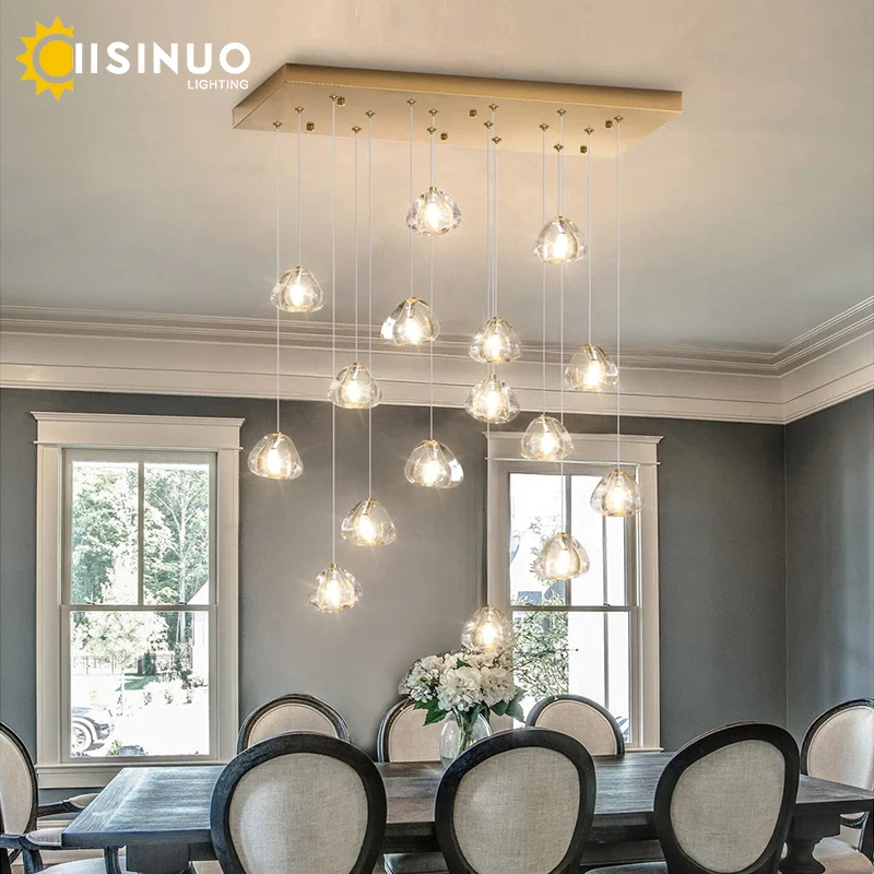 

16-световая прямоугольная хрустальная люстра, подвеска на лестнице, светло-золото/черный/серебристый регулируемый подвесной кабель для домашнего вестибюля Dec