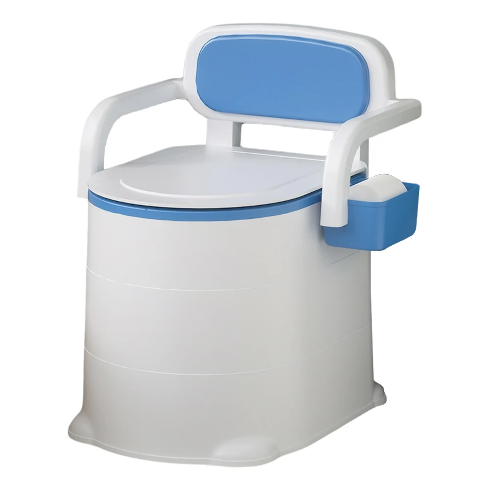 Bedside Commode Portable Squat Toilet Non Slip Bedside Toilet Odor Sealed Portable Commode Toilet with Armrest for Bedroom