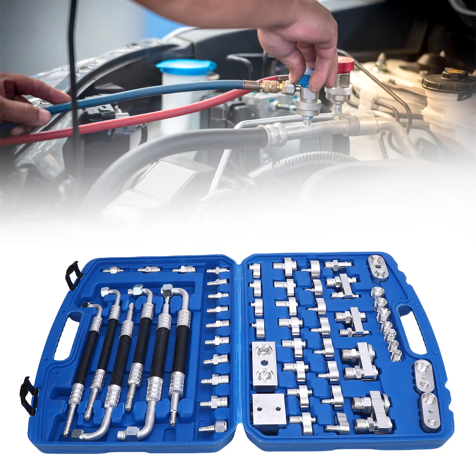 56 قطعة/المجموعة السيارات تكييف الهواء تسرب طقم اختبار مكيف الهواء النحاس كشف تسرب أداة طقم تصليح لسيارة شاحنة السيارات التيار المتناوب #2