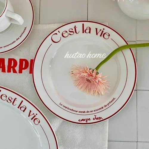 French  set household ceramic deep  rice soup  salad creative  English letter plate tableware