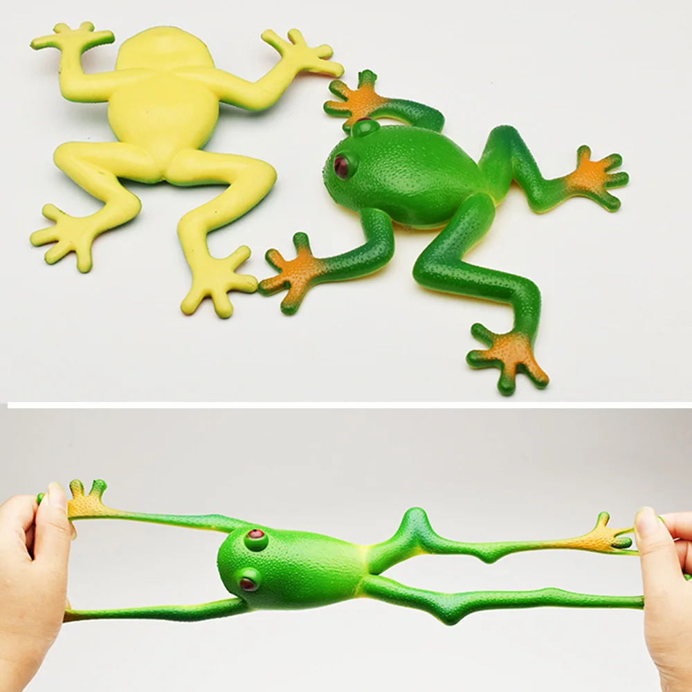 1Pcs Simulation Soft Stretchable Rubber Frog Model Creative Funny Toy Soft Wacky Frog Toy Spoof Vent Toys for Children Kids Toy