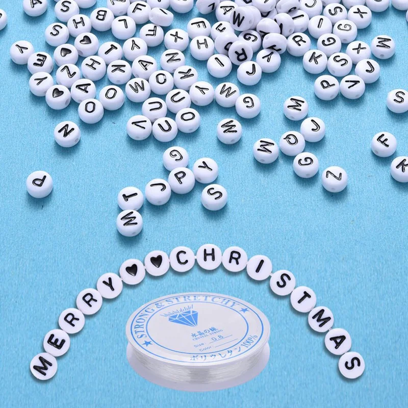 1200PCS Letter Beads Square Letter Beads Alphabet Beads A-Z And Heart Beads For Jewelry Making/Bracelets/Necklaces