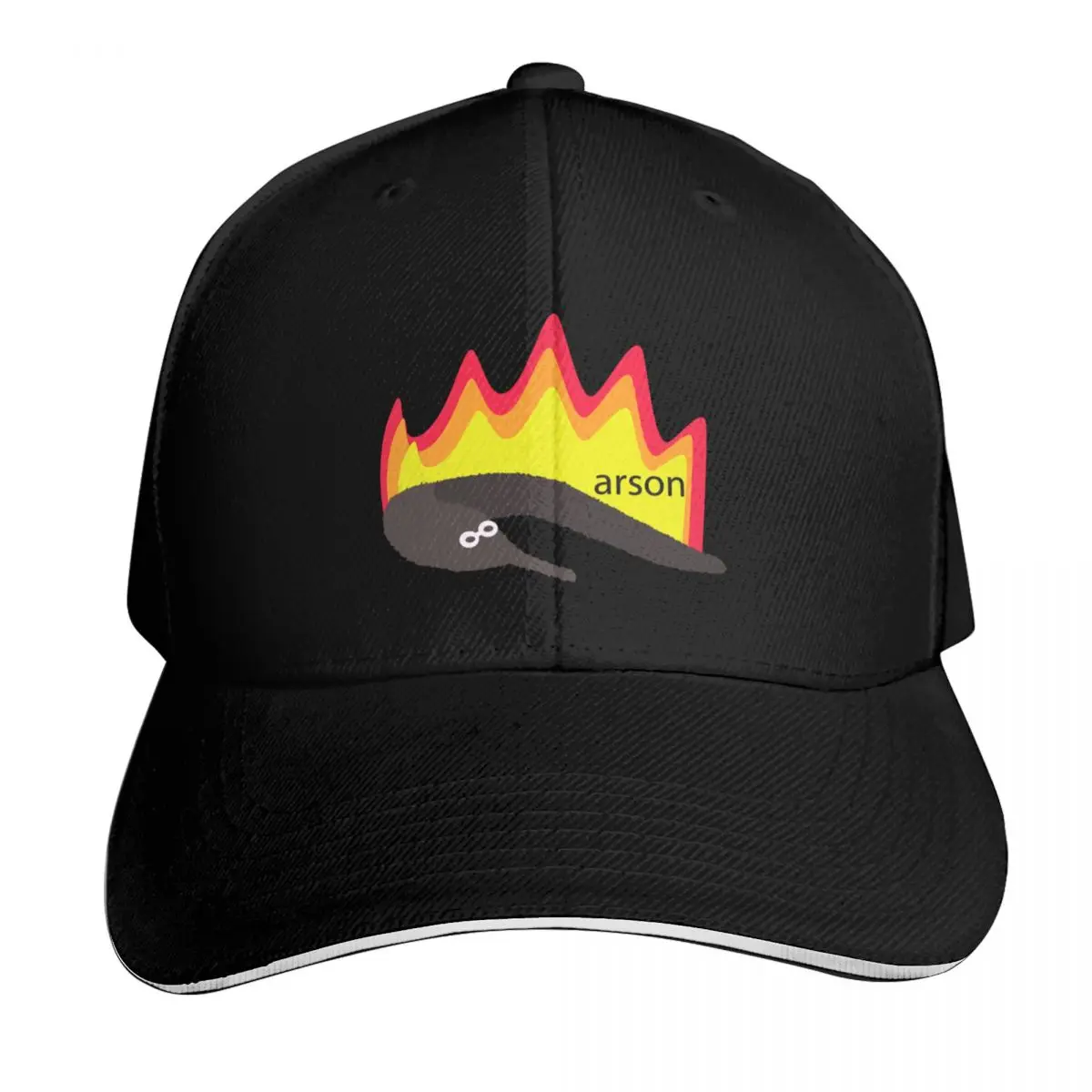 Arson Worm On A String Baseball Cap Six Panel Structured Crown Sun Protection UPF 50+ Breathable Mesh Back