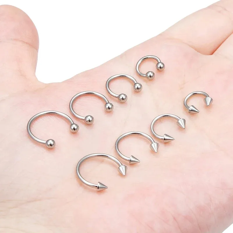 4 stks/32 stks 16G Septum Neuspiercings Rvs Hoepel Hoefijzer Piercing Sieraden Tragus Kraakbeen Oorbellen voor Vrouwen Mannen 6-12mm