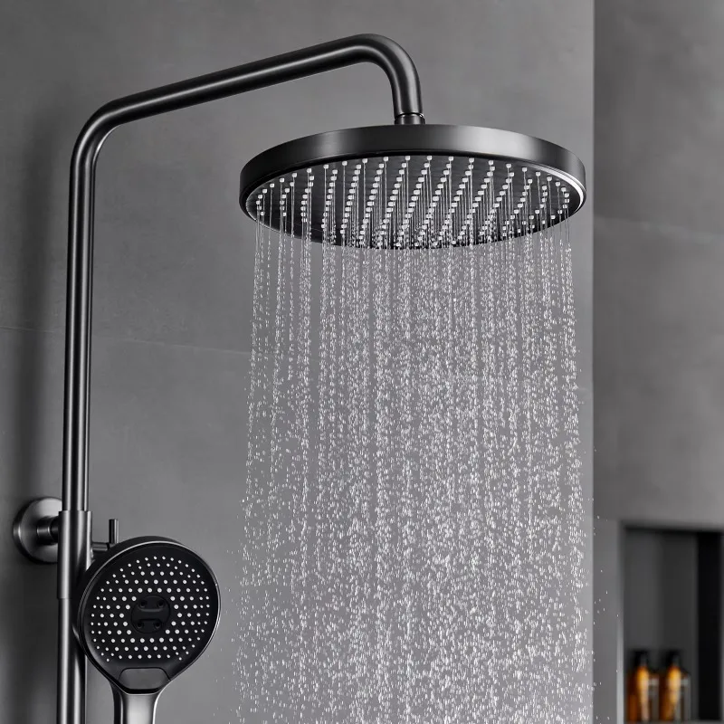 HIDEEP  Piano Key Design  Grey 4 Function Shower Faucet Set Rain Shower 3 Modes Hand Shower Outlet Nozzle and Bidet Sprayer