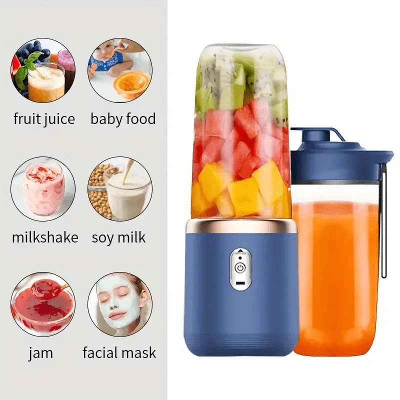Household portable wireless juicer juice cup 6 blade head USB charging small multifunctional juicer with portable juice cup