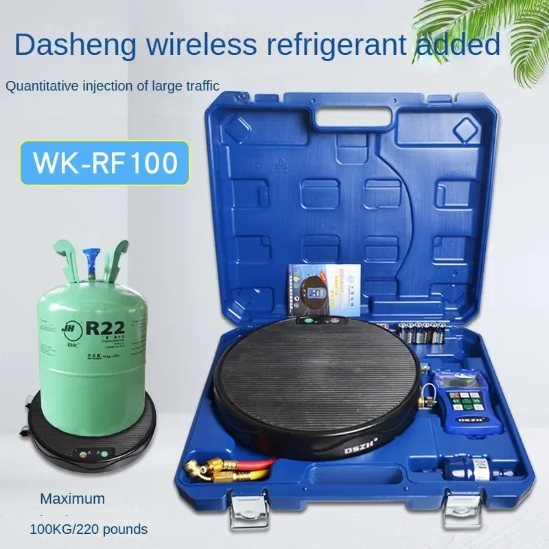 Wireless Refrigerant Charging Scale WK-RF100 100KG/220LBS,Digital HVAC AC Refrigerant Scale for Refilling,High Accuracy Portable