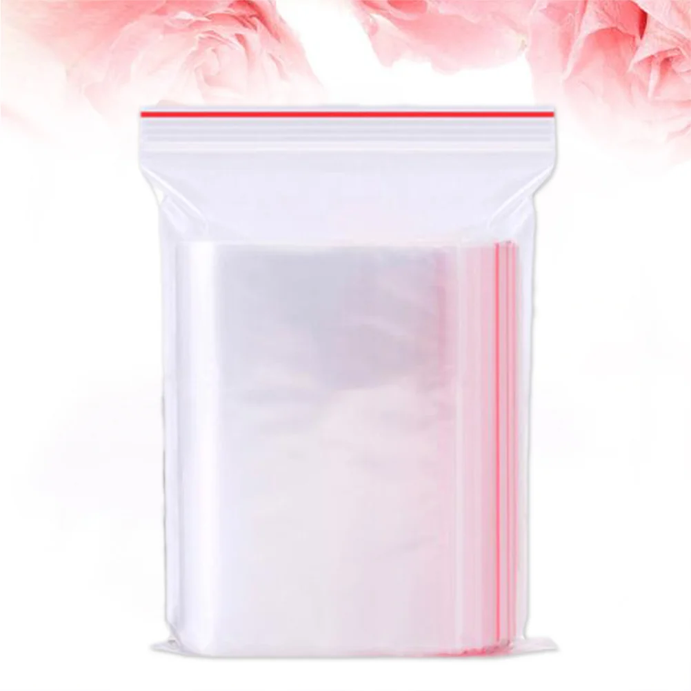 100 Pcs Sealed Clear Zipper Sealing Bags Reclosable Storage Transparent Dispenser Travel