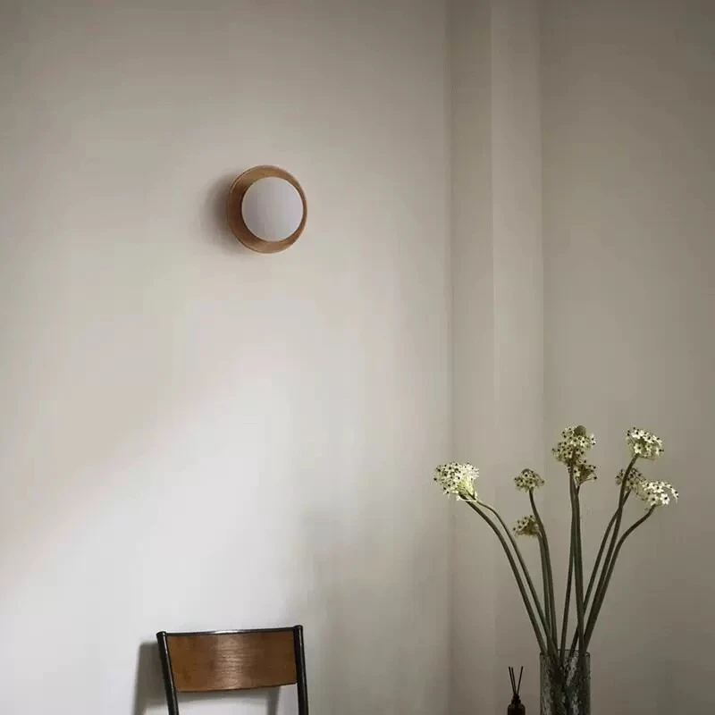 Wabi-sabi Natural Wood Color Wall Lamp Entrance Aisle Zen Spirit Living Room Bedroom Sense of Scope Advanced Lighting Decoration
