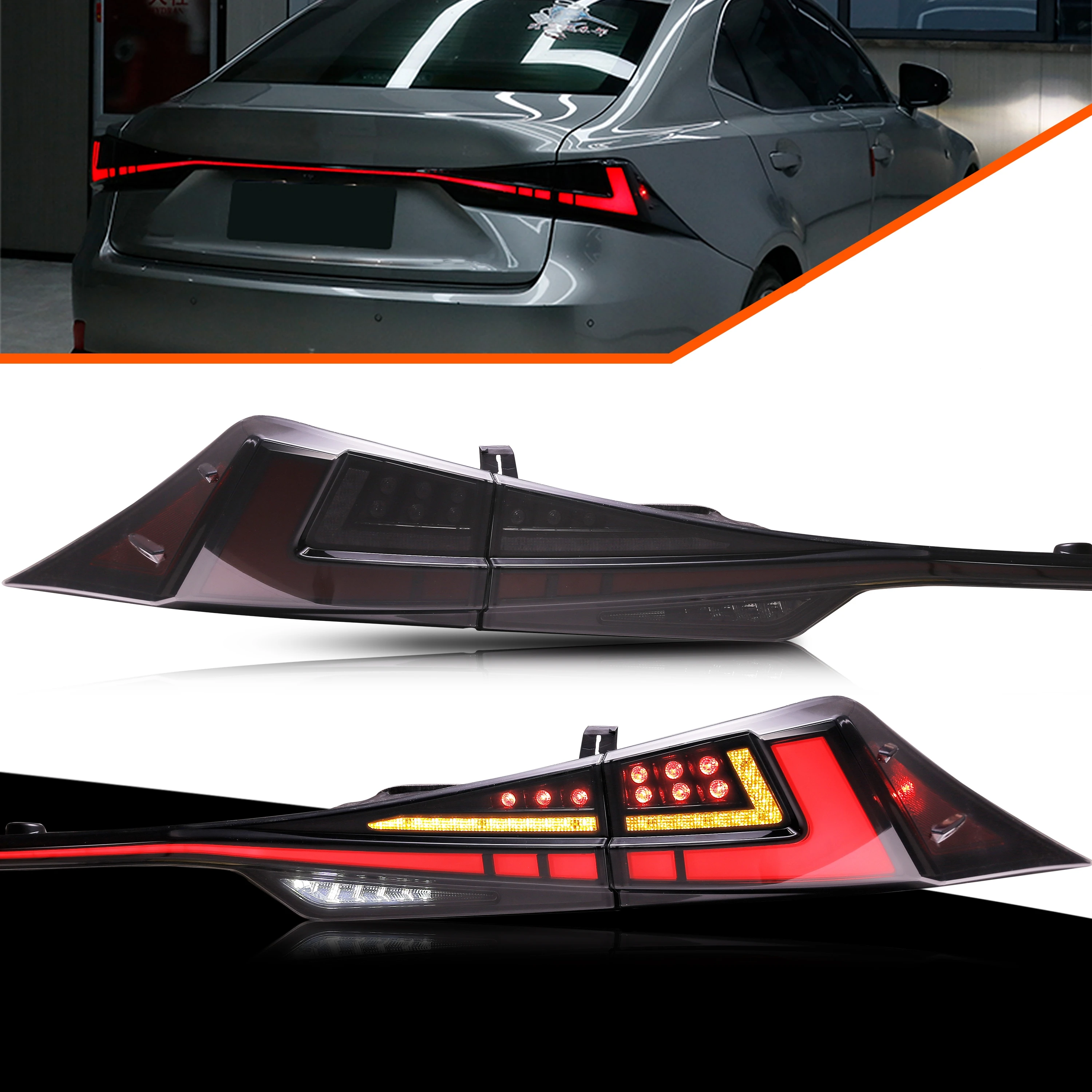 

Светодиодные задние фонари, багажник для Lexus IS250 IS350 ISF IS200t IS300 2014-2020, динамическая анимация, последовательные задние фонари указателя поворота