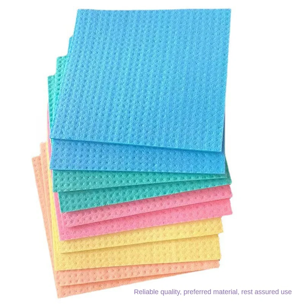 Kitchen Dish Towels Absorbent Effective Polychromatic Wood Fiber Rag Kitchen Cleaning Cloth Washable High Quality Baijie Cloth