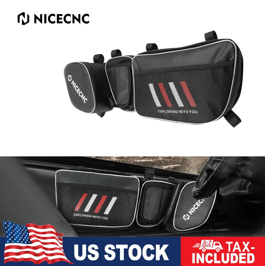 NICECNC X3 أكياس الباب الأمامي ل Can Am Maverick X3 Turbo R MAX X DS RS 2017-2022 2021 2 قطعة UTV اكسسوارات تخزين حزمة