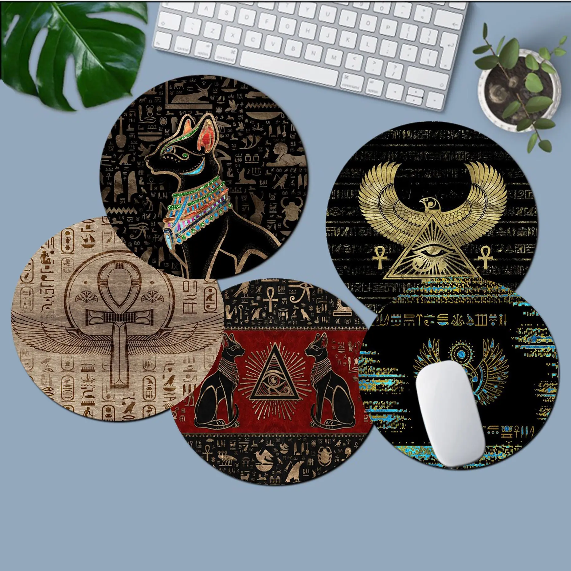 Egypt  Mousepad Round Custom Skin Desktop Desk Mat Kawaii Gaming Accessories Students Writing Pad Mouse Pad for PC Mouse Carpet