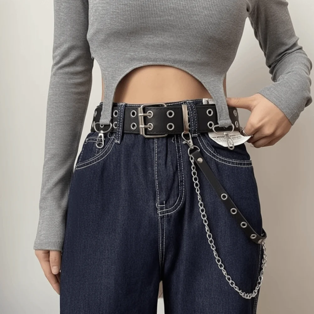 شخصية JK المرأة حزام الخصر فاسق الهيب هوب بولي حزام حزام جلد حزام الكتف سلسلة تنورة حزام النساء #3