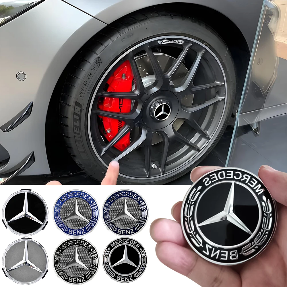 4pcs 75MM Car Wheel Center Covers Decoration Hub Caps Replacement For Mercedes Benz AMG GLB GLC Smart Fortwo Gla C200 C260 C300