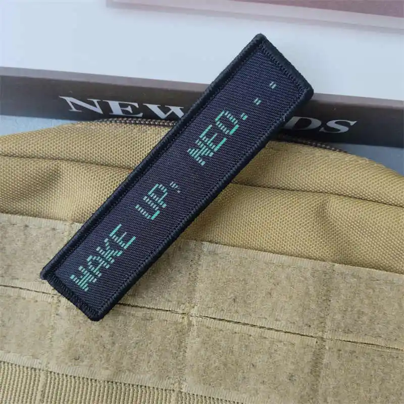 Wake Up Neo Printing Patch Tactical Hook and Loop Armband Military Morale Badge Combat Backpack Stickers Patches for Clothing